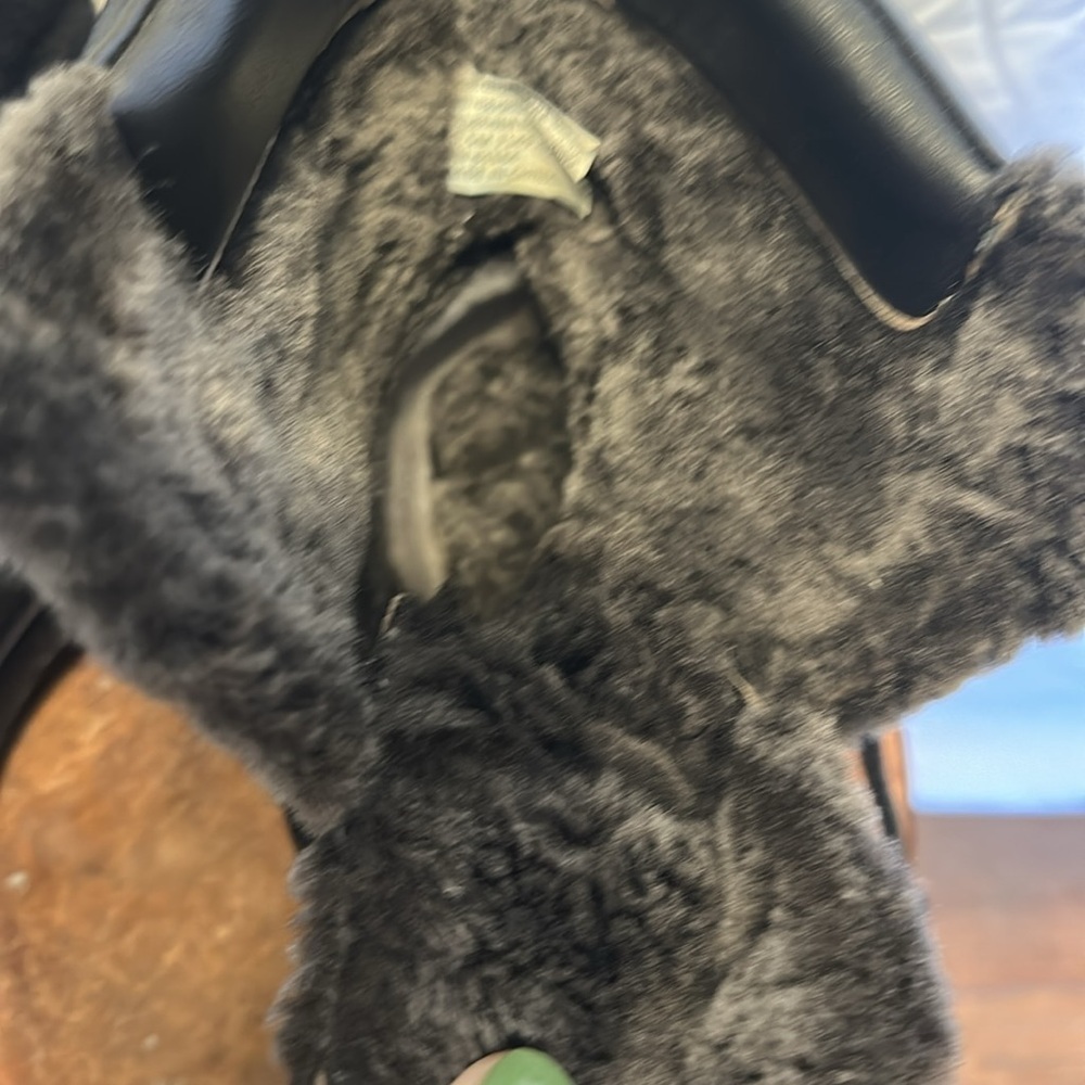 Tory Burch Shearling Wool Leather Miller Lug Sole Black/Grey Bootie size 10.5 - Picture 9 of 10